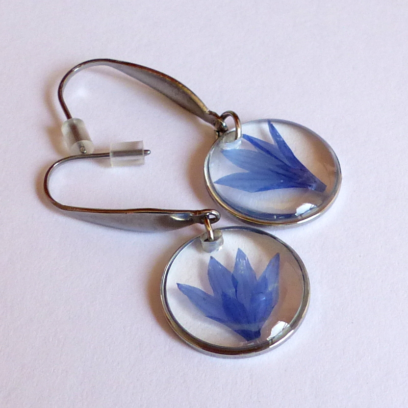 Búzavirágos fülbevaló